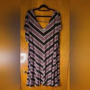 Torrid Plus Size Black Striped Swing Knee Length Dress, Size 5 or 28W